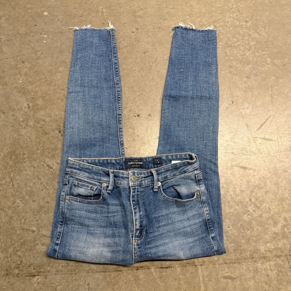 Lucky Brand Bridgette Skinny Jeans Womens 4/27 High Rise Raw Medium Wash Denim